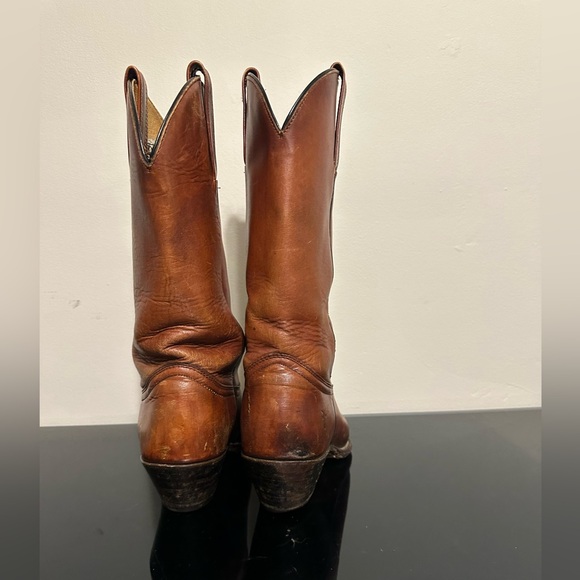 Vintage Frye Western Boots Mens Size 8.5D Brown Leather Cowboy 2356 Pull On - Picture 6 of 9